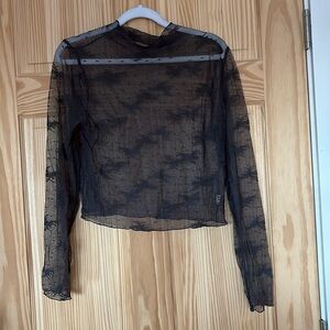 NWOT Dark Grey Sheer Lacey Top